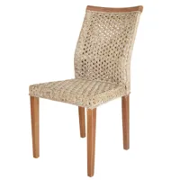 chaise en bois et rotin tressé naturel