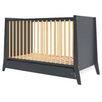 lit bébé évolutif en bois avec tiroir - anthracite - 120x60 cm