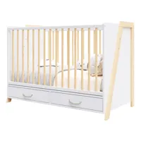 lit bébé évolutif et bureau 2 en 1en bois blanc et pin - 120x60 cm