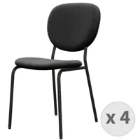 chaise en velours et métal noir (x4)