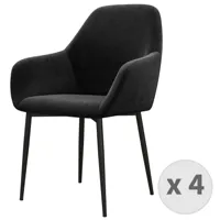 fauteuil de table en velours et métal noir (x4)