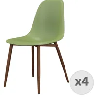 chaise coque sauge et métal noyer (x4)