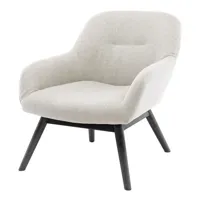 fauteuil lounge en tissu coloris lin et bois noir