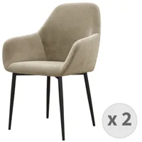 fauteuil de table en velours taupe et métal noir (x2)