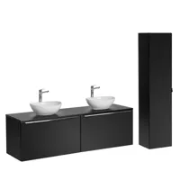 ensemble meuble vasques 1 et colonne stratifiés et mdf noir