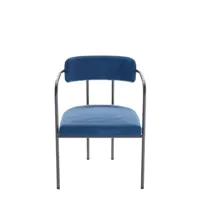 chaise de salle à manger tapissée avec accoudoirs, velours bleu