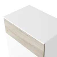 chiffonnier 5 tiroirs blanc et effet bois 62 cm