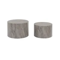 tables basses rondes effet marbre gris (lot de 2)