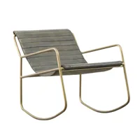 fauteuil en cuir et croûte de cuir vert 59 cm
