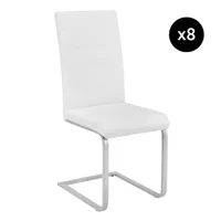 lot de 8 chaises rembourré avec revêtement en cuir synthétique blanc