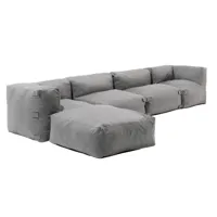 canapé d'angle modulable 5 places gris