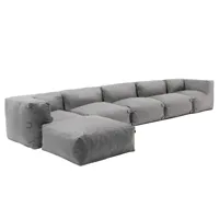 canapé d'angle modulable 6 places gris