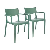 lot de 2 fauteuils de jardin en polypropylène renforcé vert