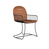 ensemble de 4 chaises tapissées de cuir marron naturel