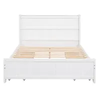 lit double blanc avec rangement 2 cotés 4 tiroirs sous le lit