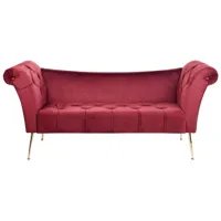 chaise longue en velours rouge foncé