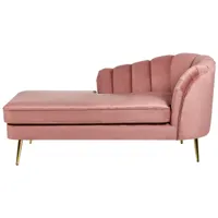 chaise longue côté droit en velours rose