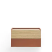 table de chevet murale 2 tiroirs en bois rouge brique