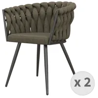 fauteuil de table en tissutaupe et métal noir mat (x2)