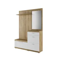 meuble d'entrée scandinave 135 cm bois / blanc