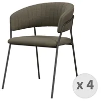 fauteuil de table en tissu taupe et métal noi (x4)