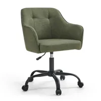 chaise de bureau ergonomique tissu coton-lin vert