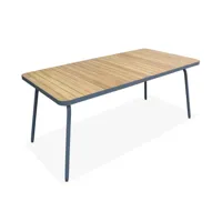 table de jardin en bois, acier anthracite, 6 places