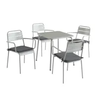 ensemble table 70x70cm et 4 chaises de jardin gris glacier