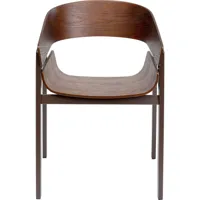 chaise avec accoudoirs en frêne brun et acier noir