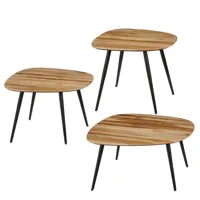 lot de 3 tables d'appoint en bois recyclé marron h34