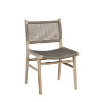 chaise en bois beige et corde bicolore