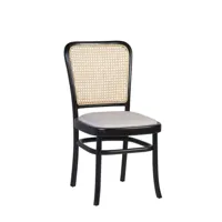 set de 2 chaises en rotin avec assise rembourrée en bois noir