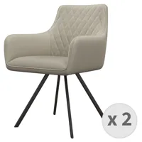 fauteuil de table en tissu lin et métal noir mat (x2)