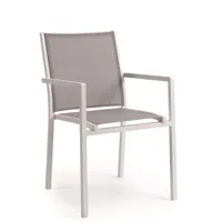 chaise de jardin avec accoudoirs en alu et textilène blanc