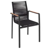 chaise de jardin avec accoudoirs en alu et cordes noire