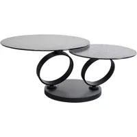 table basse en verre texturé et acier noir