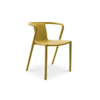 fauteuil de jardin empilable en polypropylène jaune moutarde