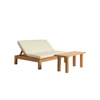 pack canapé avec table basse d'extérieur en bois d'iroko