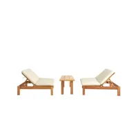 pack double canapé avec table basse d'extérieur en bois d'iroko