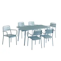 ensemble table 160 cm et 6 chaises de jardin bleu givré