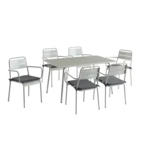 ensemble table 140 cm et 6 chaises de jardin gris glacier