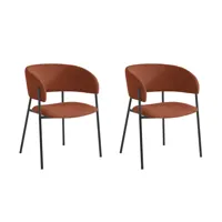 lot de 2 chaises en velours côtelé - terracotta