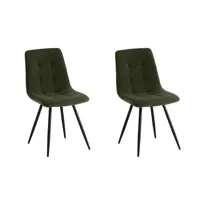 lot de 2 chaises en velours pieds métal - vert