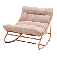 fauteuil à bascule en acier pêche et textilene terracotta coussin