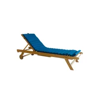 bain de soleil en bois d'acacia fsc avec matelas ondulo bleu