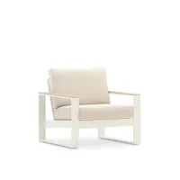 set de 2 fauteuils jardin aluminium blanc accoudoirs effet bois