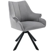 chaise de salle à manger rembourrées en velours gris pivotant 360°