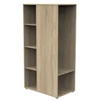 meuble de rangement avec étagères et penderie en décor bois