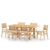 ensemble table et chaises de jardin 6 pl céramique moutarde 168x87cm