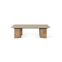 table basse rectangulaire marbre travertin et pieds bois manguier